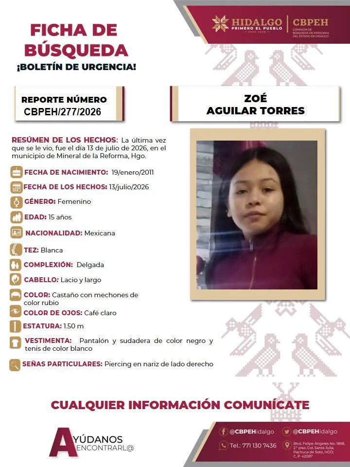 Comisión de Búsqueda de Puebla apoya a Hidalgo en localización de menor